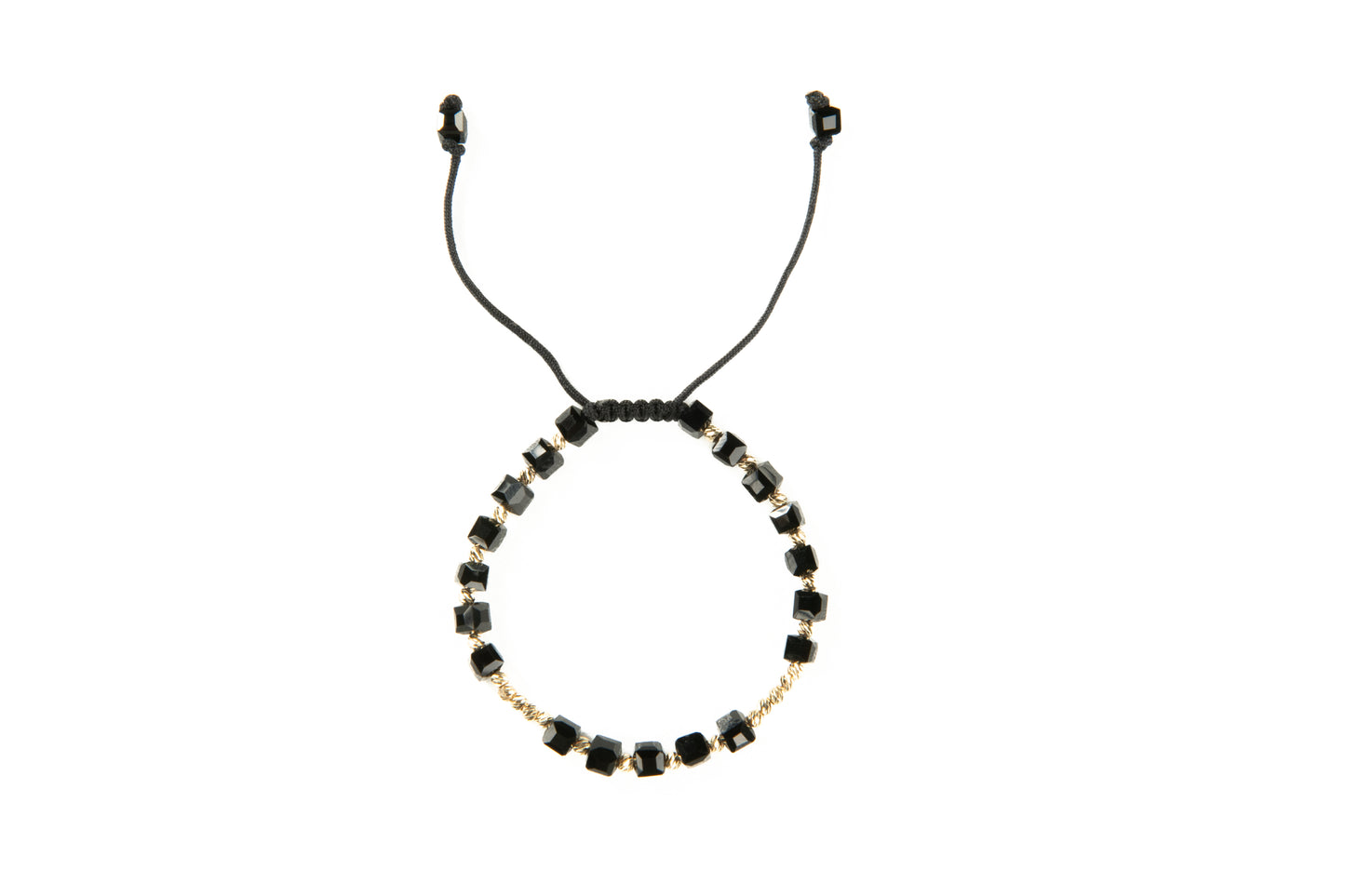 Vaaloor Black Onyx Bracelet – 14k Solid Gold Diamond-Cut Beads