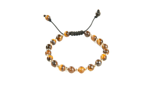 Vaaloor 14k Solid Gold & Brown Tiger’s Eye Bracelet – Handcrafted in Our London Atelier
