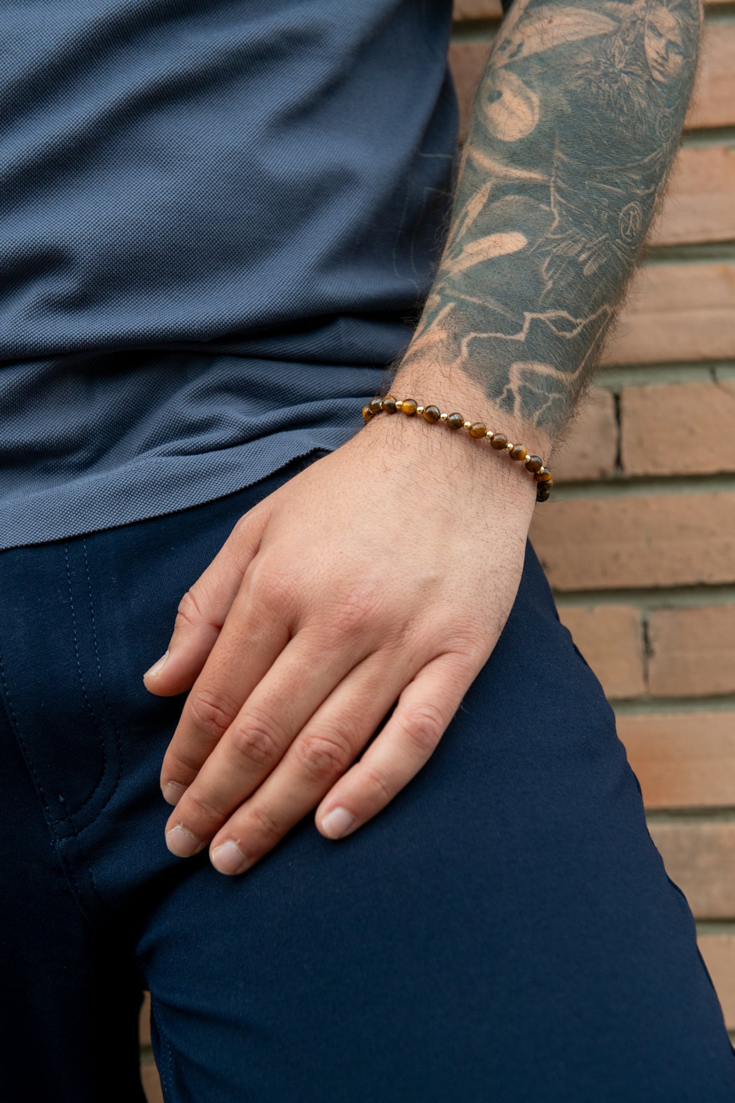 Vaaloor 14k Solid Gold & Brown Tiger’s Eye Bracelet – Handcrafted in Our London Atelier